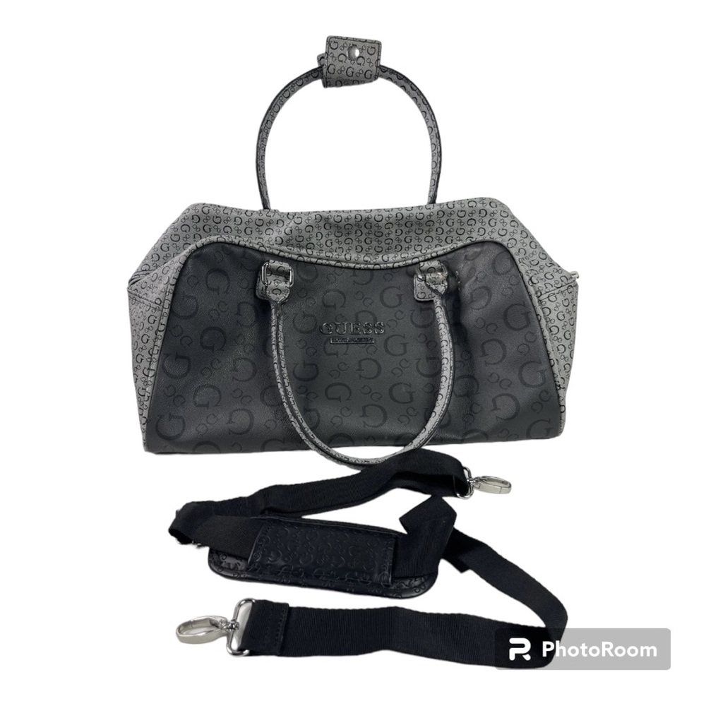 GUESS Satchel Handbag Purse Gray and Black Travel Tote